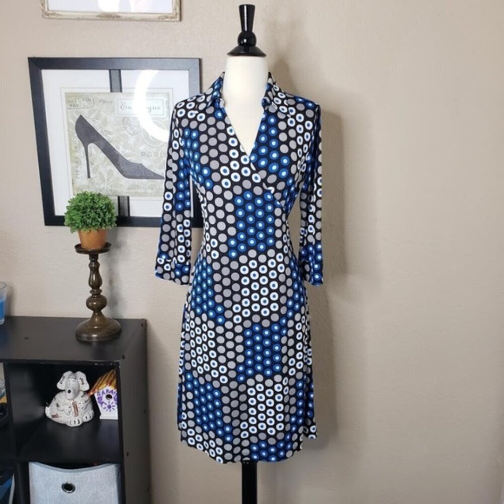Ellen Tracy ~ Wrap Polka Dot Dress ~ Size S